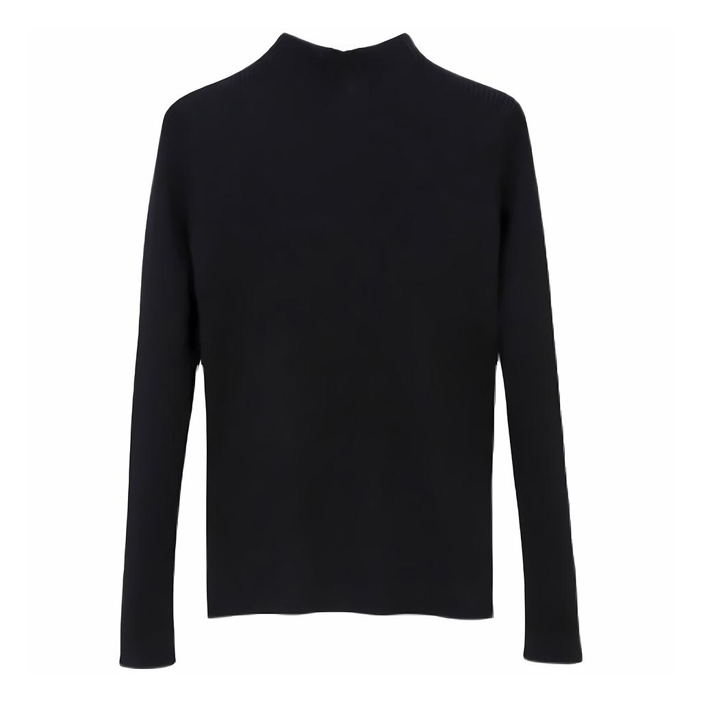 Black Bottoming Shirt Women Inside The New Fall Half-high Neck Slim Long-sleeved Zipper T-shirt