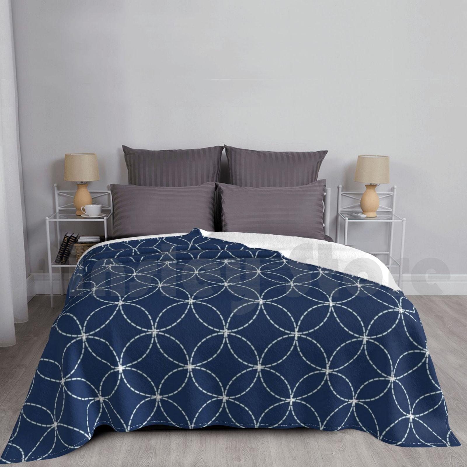 Japanse Pattern-Sashiko Blanket Fashion Custom 290 Japanese Pattern Embroidery Pattern Traditional Pattern Size: 75*100cm, Weight: 230 GSM