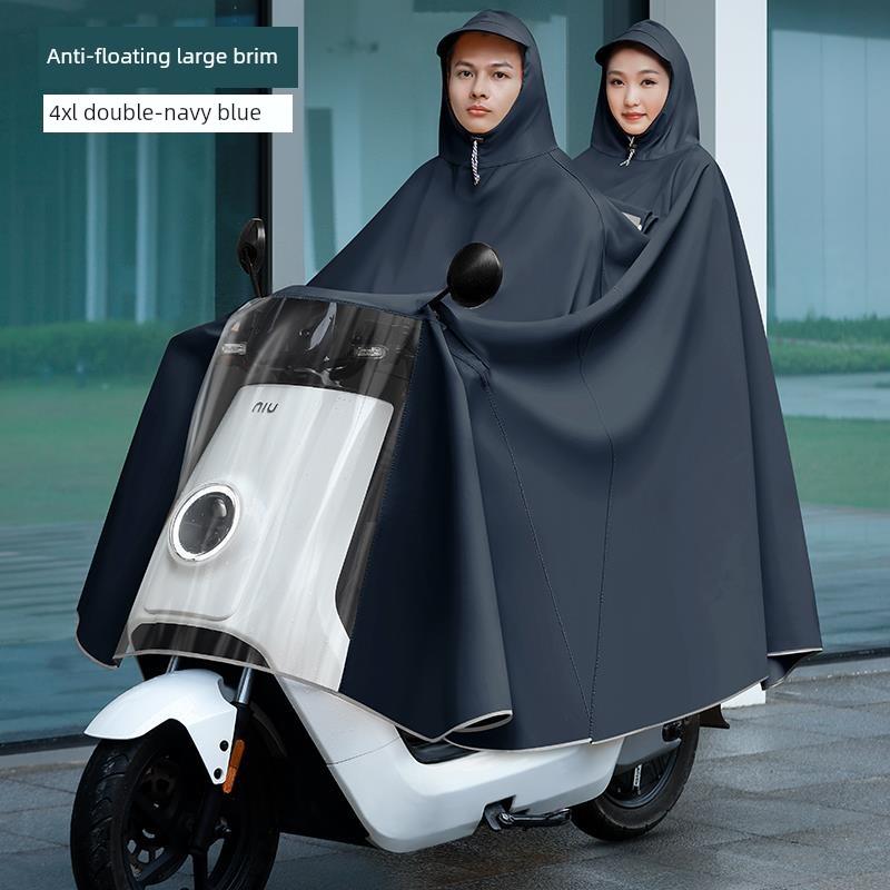 Raincoat for Electric Vehicles, Enlarged and Thickened, for Single or Double Riders, Unisex, Long Version, Full-Body Storm-Proof Poncho