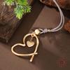 New brushed matte hollow love leather rope long pendant women's versatile heart-shaped velvet long necklace