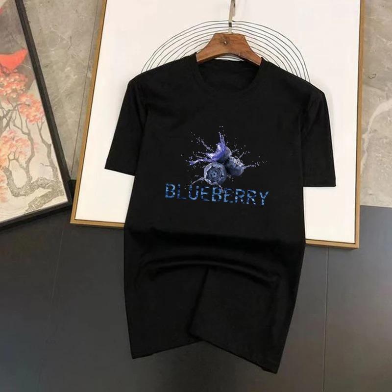 Spring and Summer New Light Luxury Brand Blueberry Men's and Women's Short Sleeved Fashionable Casual Pattern Printed T-shirt