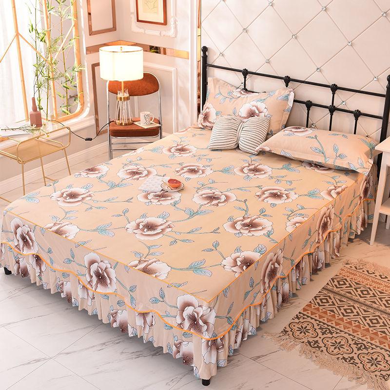 Non-slip One-piece Bed Skirt Korean Version of The Bed-cover Protective Cover Home Floral HOTEL 14 Styles Vintage Stylish Design