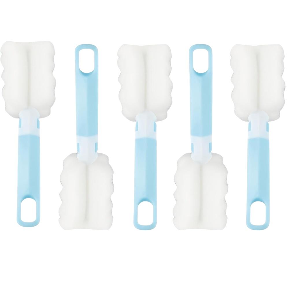 1/5pcs Long-Handle Sponge Brush for Mugs Glass Bottles Cups Scrubber for Efficient Cleaning Sponges Reusable Kitchen Clean Tool