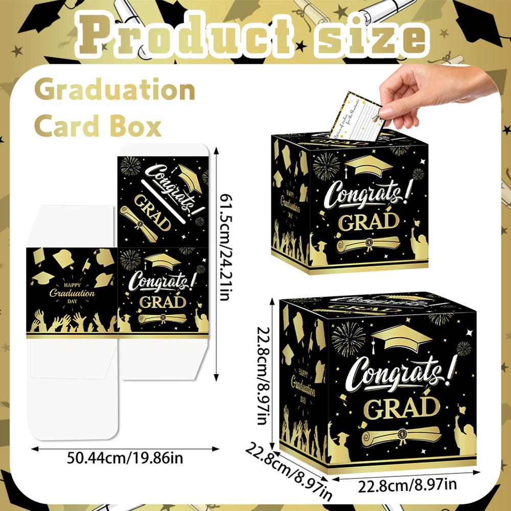 Graduation Voting Box Black Golden Class of 2025 Congrats Grad Card Box Set Congratulations Graduation Party Decoration Gift Box