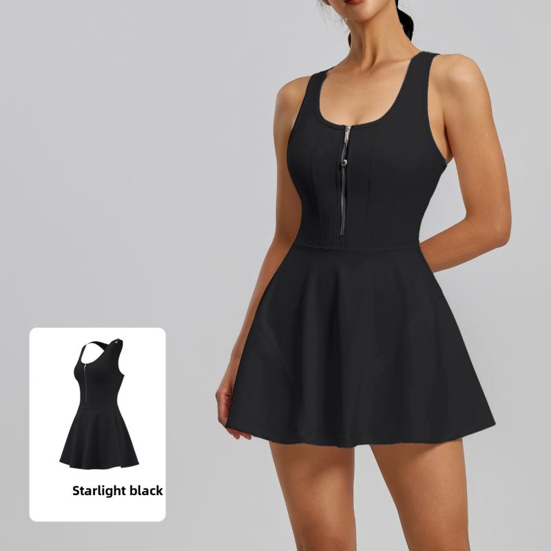 New Zipper One-Piece Dress for Women, Anti-Exposure, for Outdoor Running and Fitness
