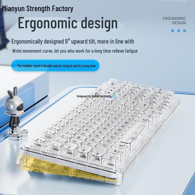 Transparent Wireless Bluetooth Crystal Keyboard & Mouse Set - Silent Mechanical for Girls’ Office