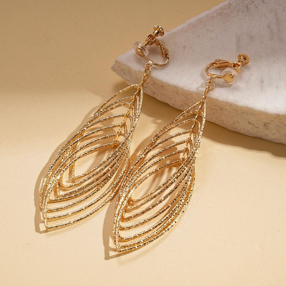 Exaggerated Metal Hollow Earrings Gold Silver Ear Hook Exquisite Long Tassel Dangle Earrings Gift