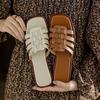 Women's Roman Shoes, Women's Summer One-piece Cool Slippers, Women's Flat Bottomed Soft Leather Slippers, Women's Outdoor Wear, Flat Heel