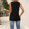 Women's Fashionable  V-neck Loose Casual Pleated Sleeveless Vest Top