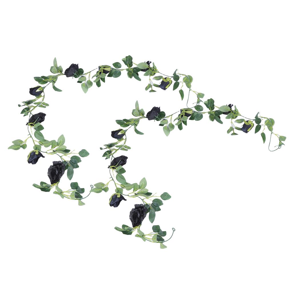 2pcs Artificial Black Rose Vine 78.7in Unique Faux Rose Vine Garland for Wedding Holiday Wall Decoration