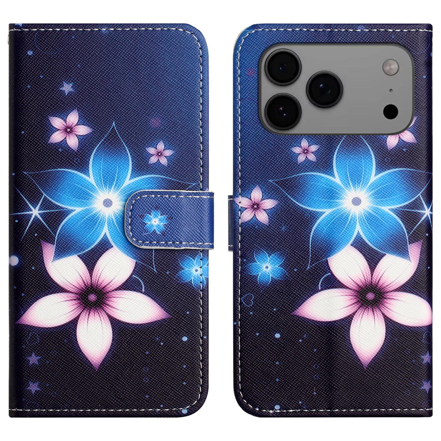For iPhone 17 Pro Case Pattern Print PU Leather Wallet Phone Cover Cross Texture B