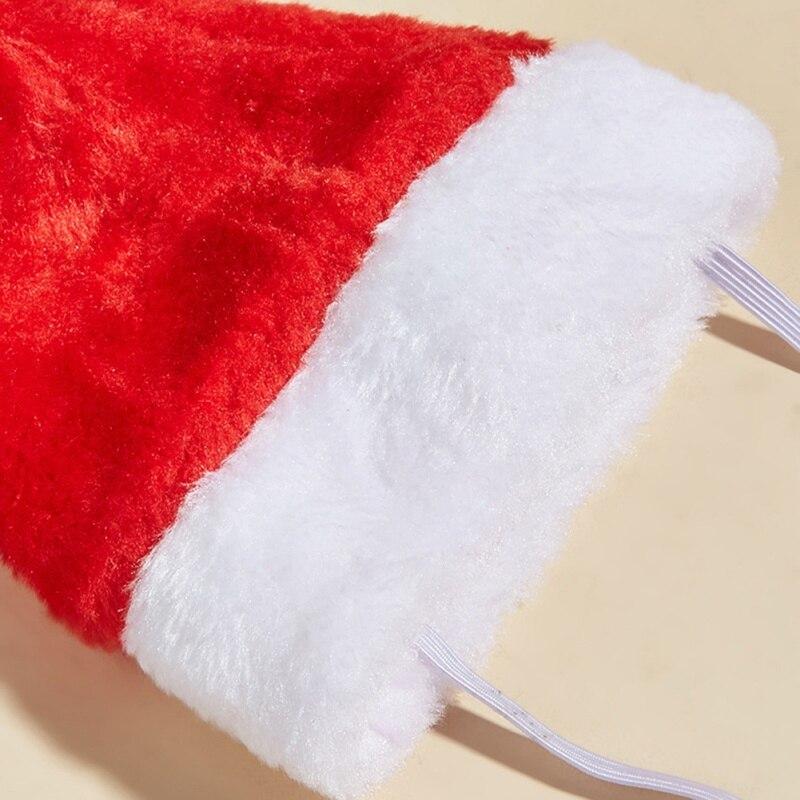 Dog Cat Hat Merry Christmas Decorations Christmas Pet Plush Santa Hat for Small Medium Dog Cats Machine Washable