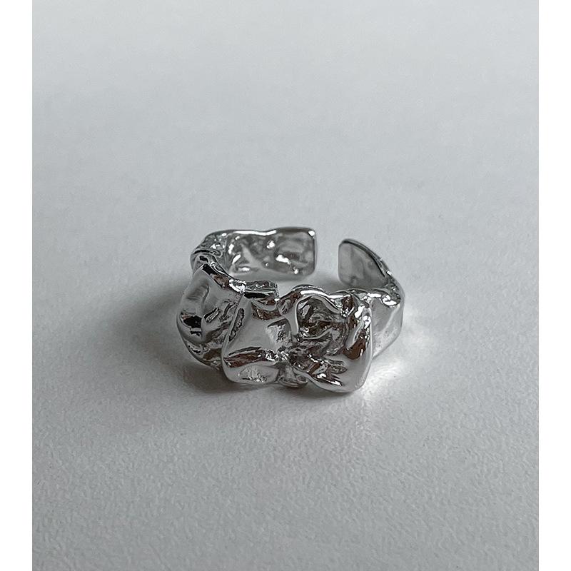 Ring Women'S Irregular Folds Niche Design Sense Adjustable Cold Wind Personality Trendy Cool Women'S Fashion Texture