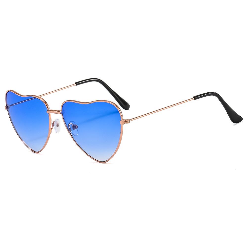 Retro Peach Heart Metal Frame Sunglasses with Ocean Lenses for Women