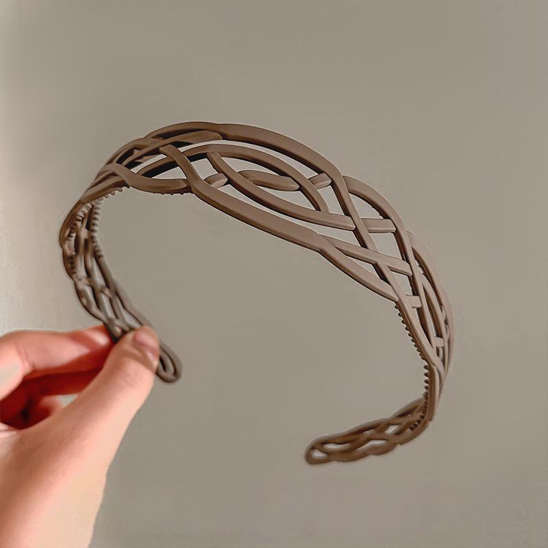 

Женская стильная широкая сетчатая повязка на голову для умывания и укладки волос кофейный