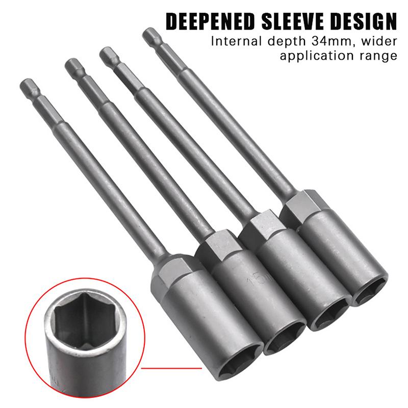 5.5-17Mm Long Shank Electric Drill Socket Head Bolt Nut Screwdriver Bit Impact Drill Bit Adapter Socket Wrench Extension Rod
