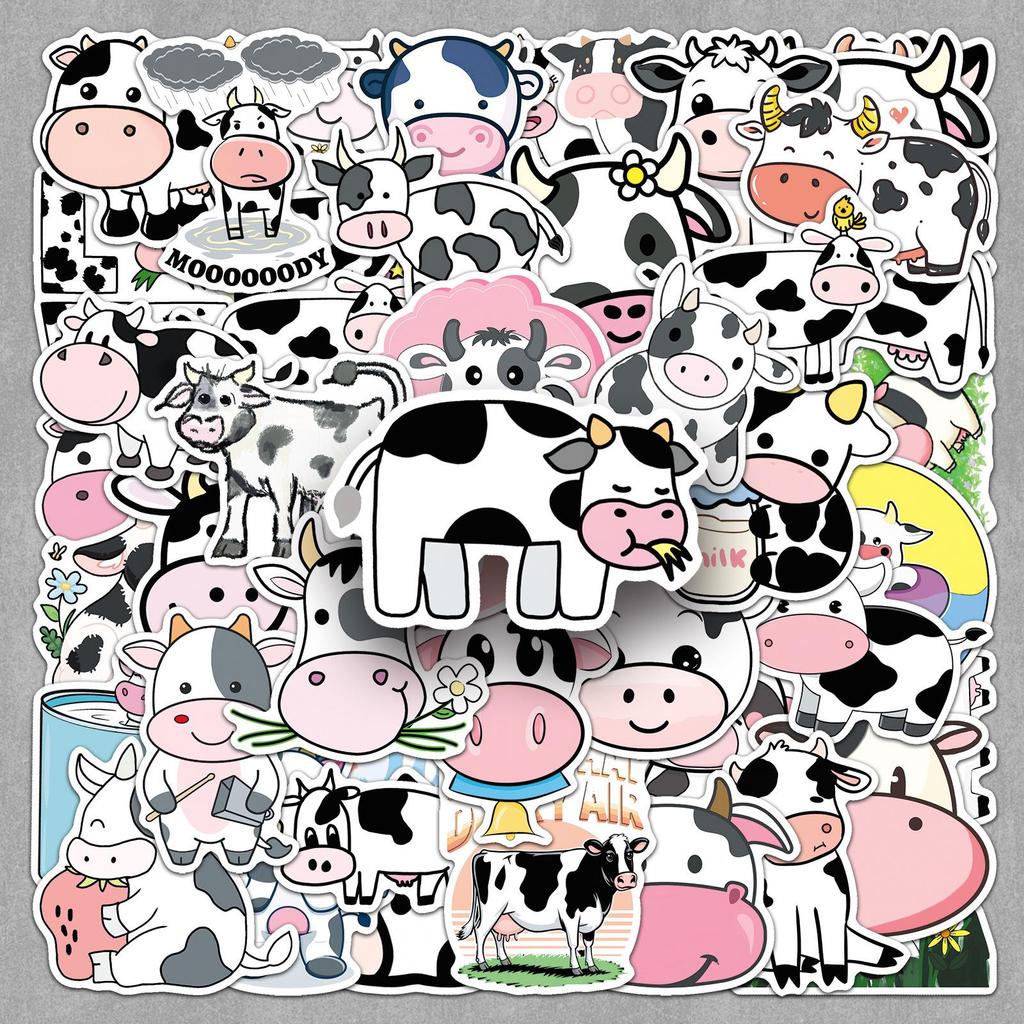 50 HD Cartoon Cow Stickers: Waterproof, Exquisite, Ideal for Notebooks and Luggage
