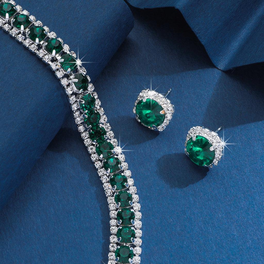 Diamond-Encrusted Square Set Necklace Light Luxury High-End Clavicle Chain Temperament Dress Neck Chain Neck Decoration