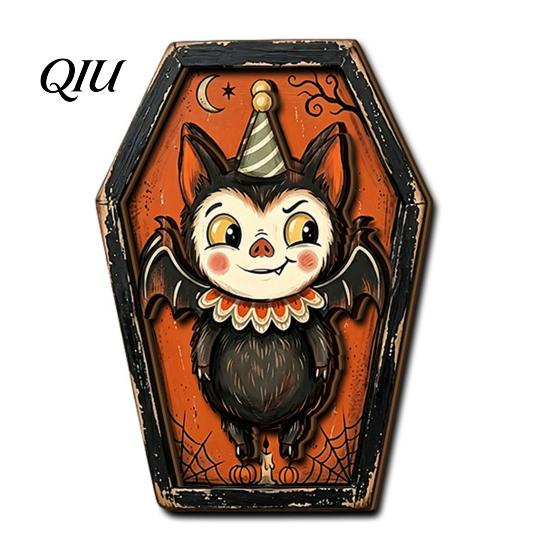 Festive Wooden Tabletop Decor Vintage Halloween Decor, Cat Mummy Skeleton Figurines, Tiered Tray for Fall Farmhouse Centerpiece Shelf
