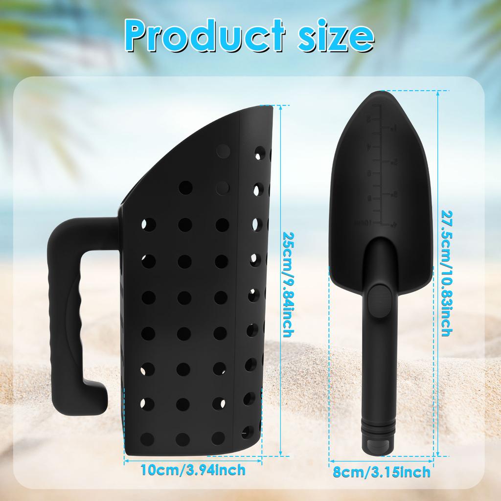 Metal Detector Sand Scoop Shovel Set Sturdy ABS Plastic Beach Digging Filter Tool for Underground Metal Treasure Detecting