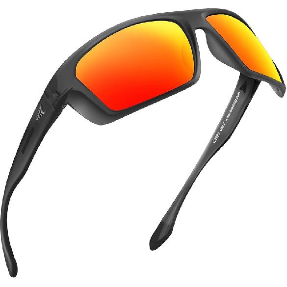 KastKing Huzzah Polarized Sport Sunglasses for Men and Women, Ideal for Driving Fishing Cycling and Running,UV Protection Frame: Matte Smoke Crysta