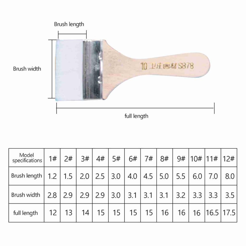 12pcs   Set Flat Nylon Hair Wooden Penholder Oil Painting Brush Barbecue Brush Paint Brushes Art Supplies