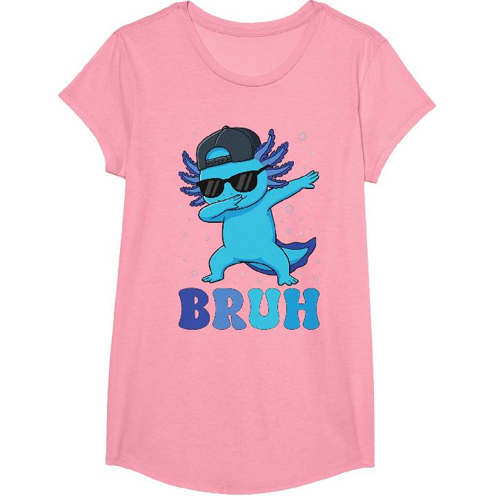 Bruh Dabbing Axolotl Funny Mens Kids Boys Teens Axolotls T-Shirt