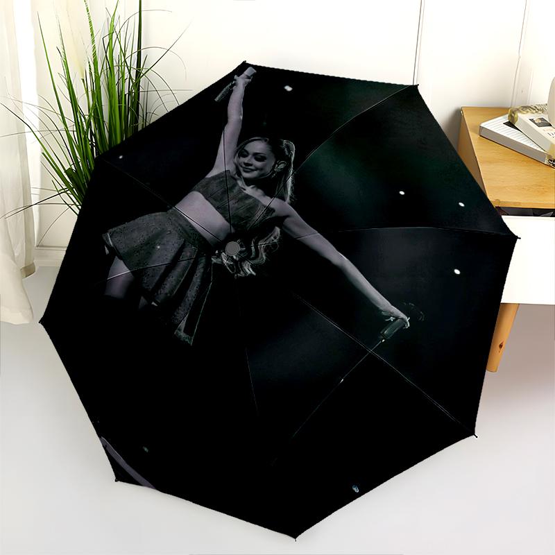 1pc Ayliva Pattern Umbrella Portable Folding Umbrella Iron Frame Hole Bone Structure Outdoor Home Umbrella
