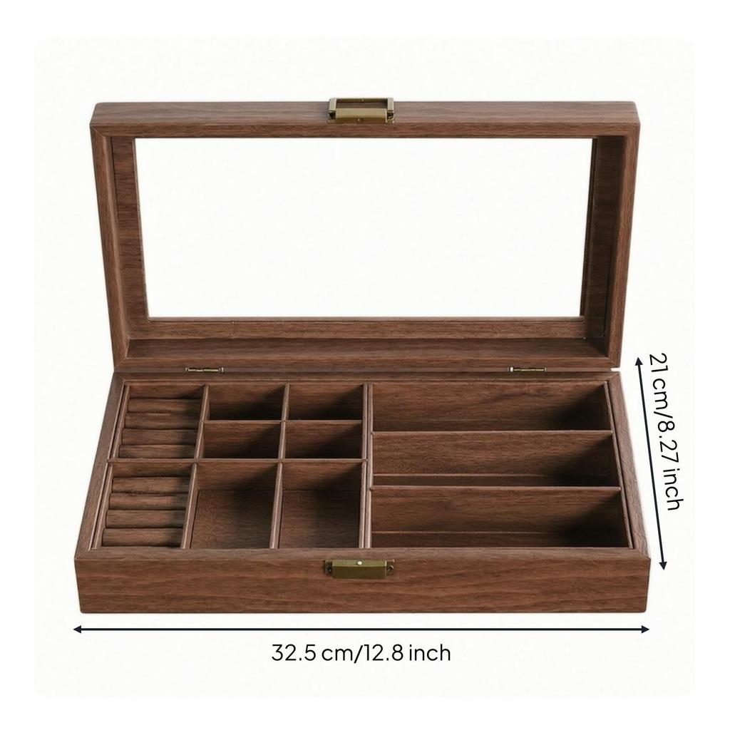 Jewelry Organizer Box with Transparent Lid Dust-Resistant for Dresser, Bedroom