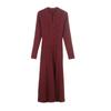 S Family Women's Autumn 2024 Ribbed Knit Long Dress with Hollow-Out Detail