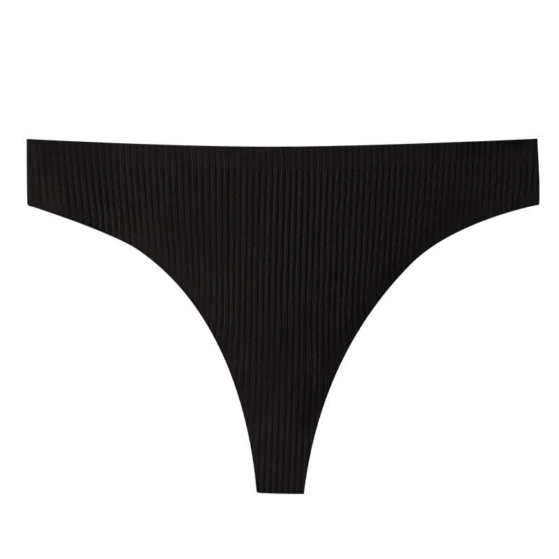 Pure Cotton Sexy Women's Thongs - Solid Color Ribbed T-Pants for Girls
