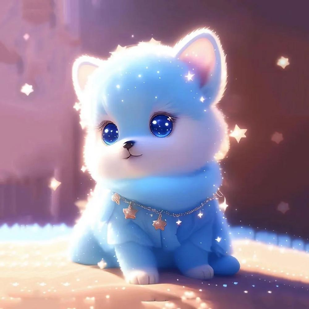 Diamant-Gemälde voller Bohrer, süßes Tier, rundes Diamant-Gemälde, handgefertigt, blaue Rose, Diy-Diamant-Mosaik-Gemälde, Heimdekoration