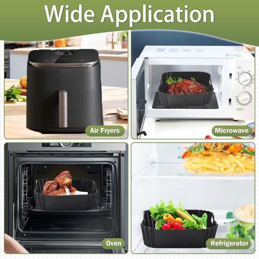 Baking Mold Silicone Airfryer Basket Liners Non-Stick Reusable Silicone Baking Tray Square Shape Air Fryer Liners Cooking