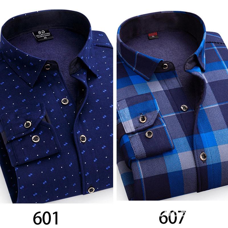 2024 Herren Kariertes Langarm Dickes Warmes Hemd für Herbst und Winter