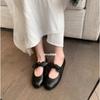 Shoes round head bow flat ballet single shoes female Mary Jane Chun