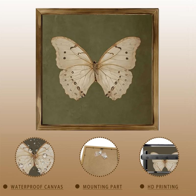 Antique Picture Frame Butterfly Paintings Wall Art Wall Hanging Decoration Wood Frame Easy Installation Home Accent