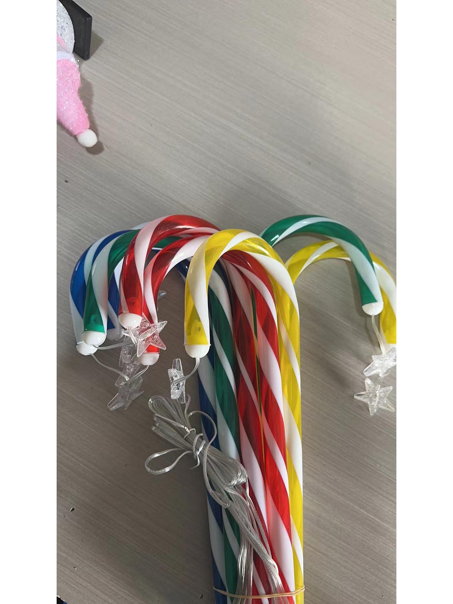 LED Solar Candy Cane Christmas Lights - Outdoor Garden Pathway Decorations Multicolor Star Pendant