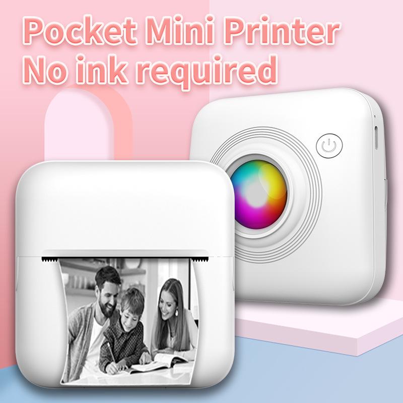 Mini Student Photo & Text Label Thermal Printer - No Ink, Bluetooth Compatible