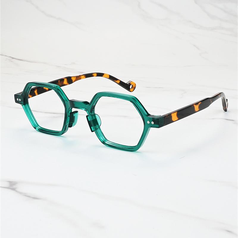 New Anti Blue Light Glasses Female Classic Retro Small Frames Eyeglasses Women Polygon Pure Color Rivet Eyewear Frame