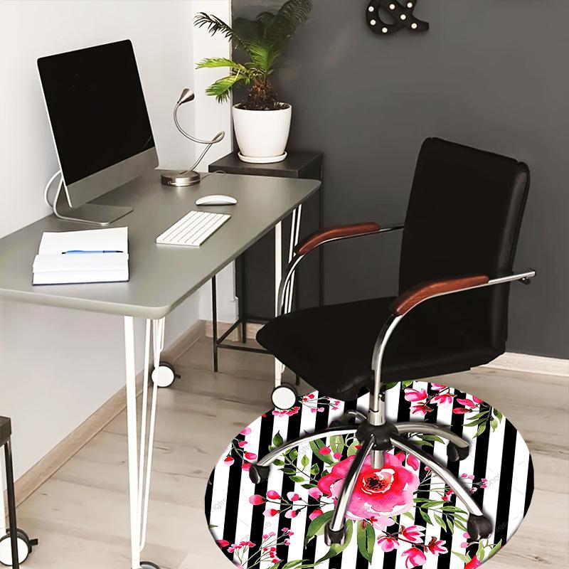 

1pc Office Carpet Chair Mats Watercolor Floral Stripes Pattern Design Perfect for Decorating Office Chairs, Living Rooms, Or Bedrooms.YDT192 80cm by 80cm