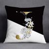 Golden Lace Letter Series Pattern Decorative Pillowcase, Square Home Office Decoration (45Cm * 45Cm)
