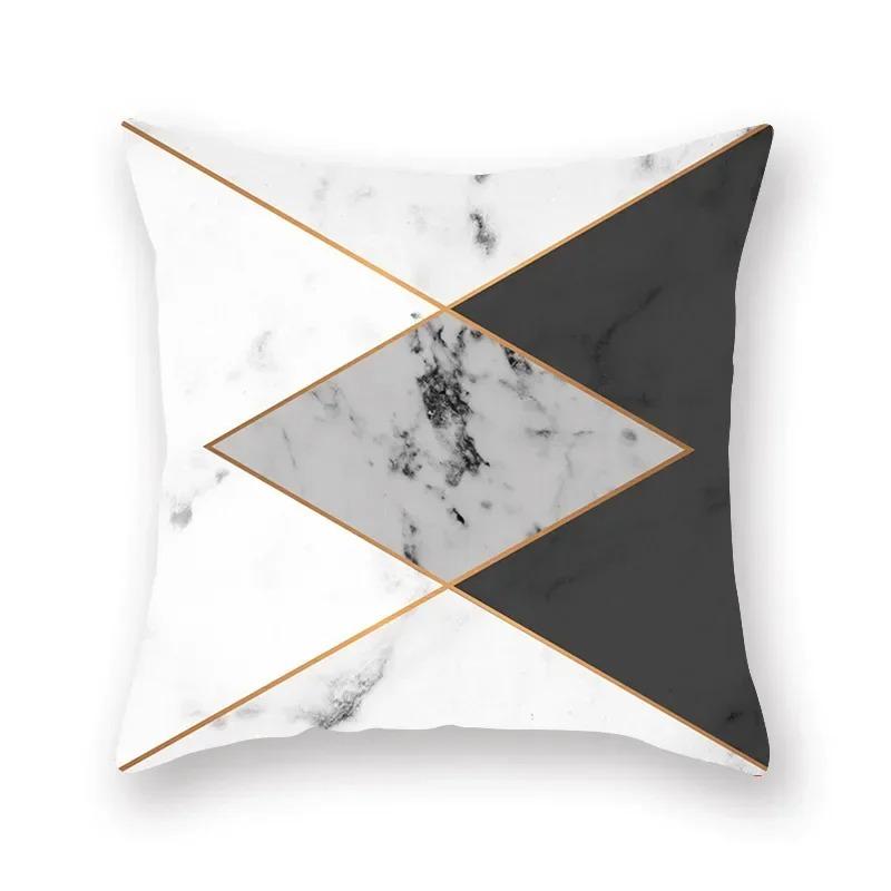 Marble Sofa Decoration Gold Black Geometric Cushion Cover Sofa Stripe Bedroom Living Room Throw Pillow Cover