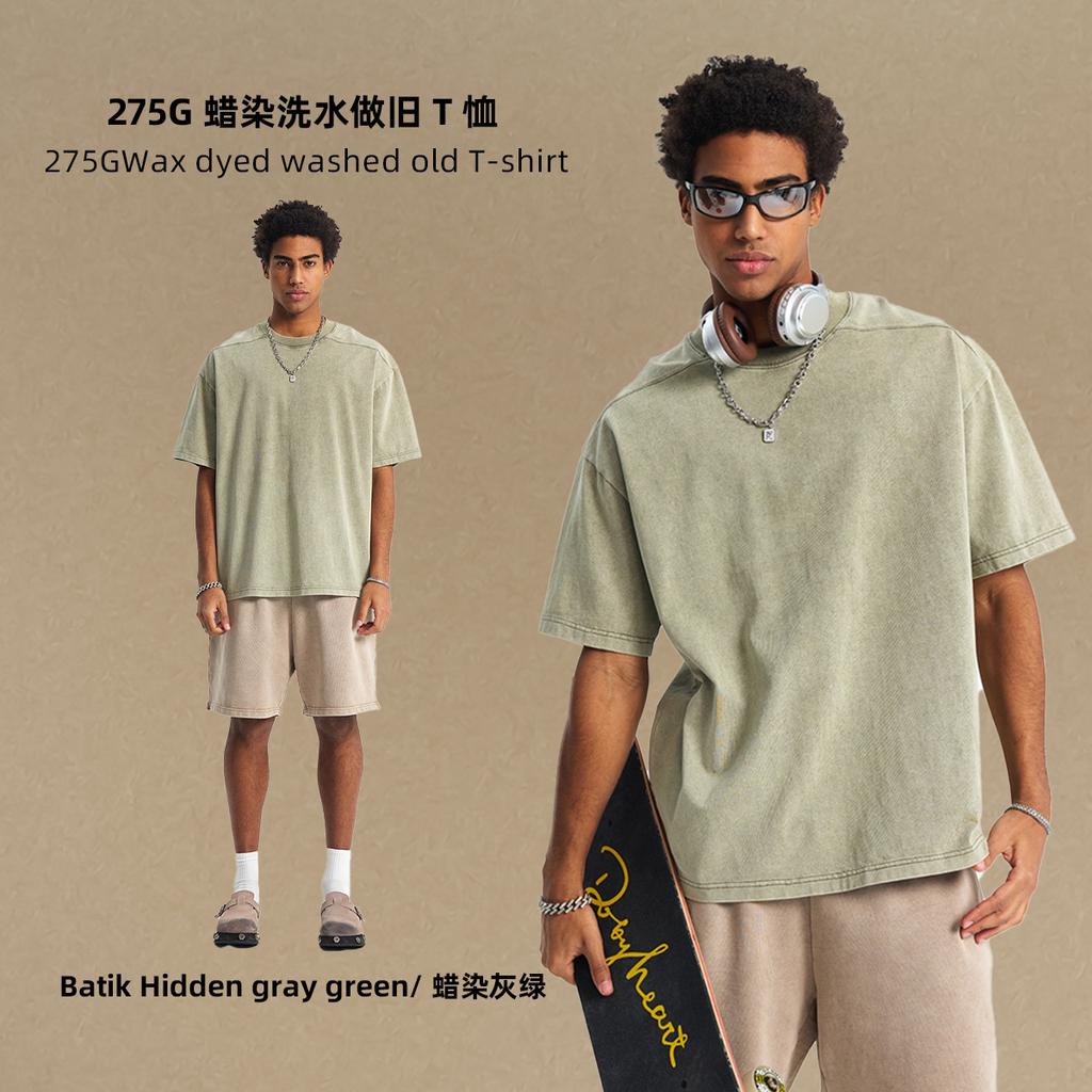 275 GSM 100% Bavlna Prané Tričko Potisk Vlastního Vzoru Pánská Trička Personalizované Tričko