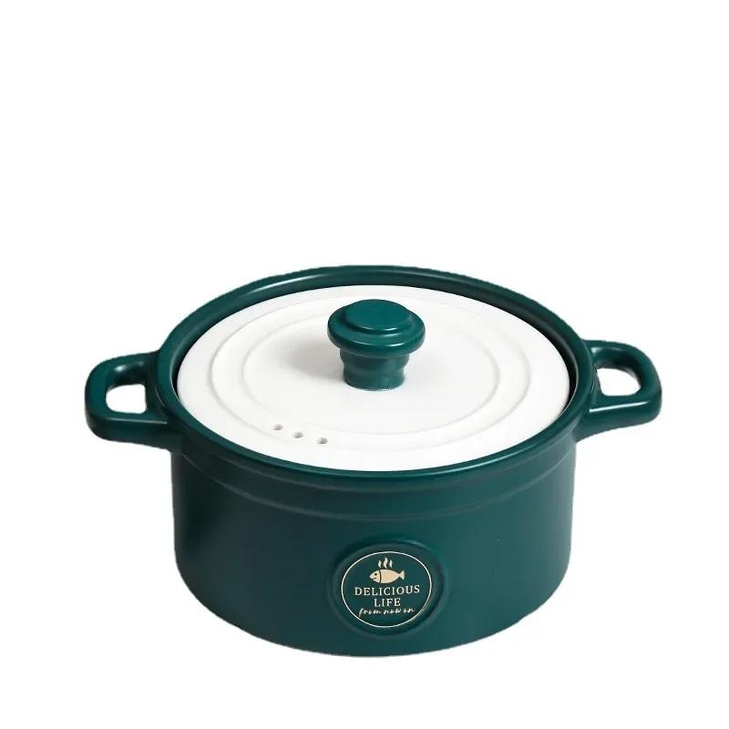 Ceramic casserole Nordic Green High capacity soup pot large Saucepan home Kitchen supplies pan big Cooking pot cookware