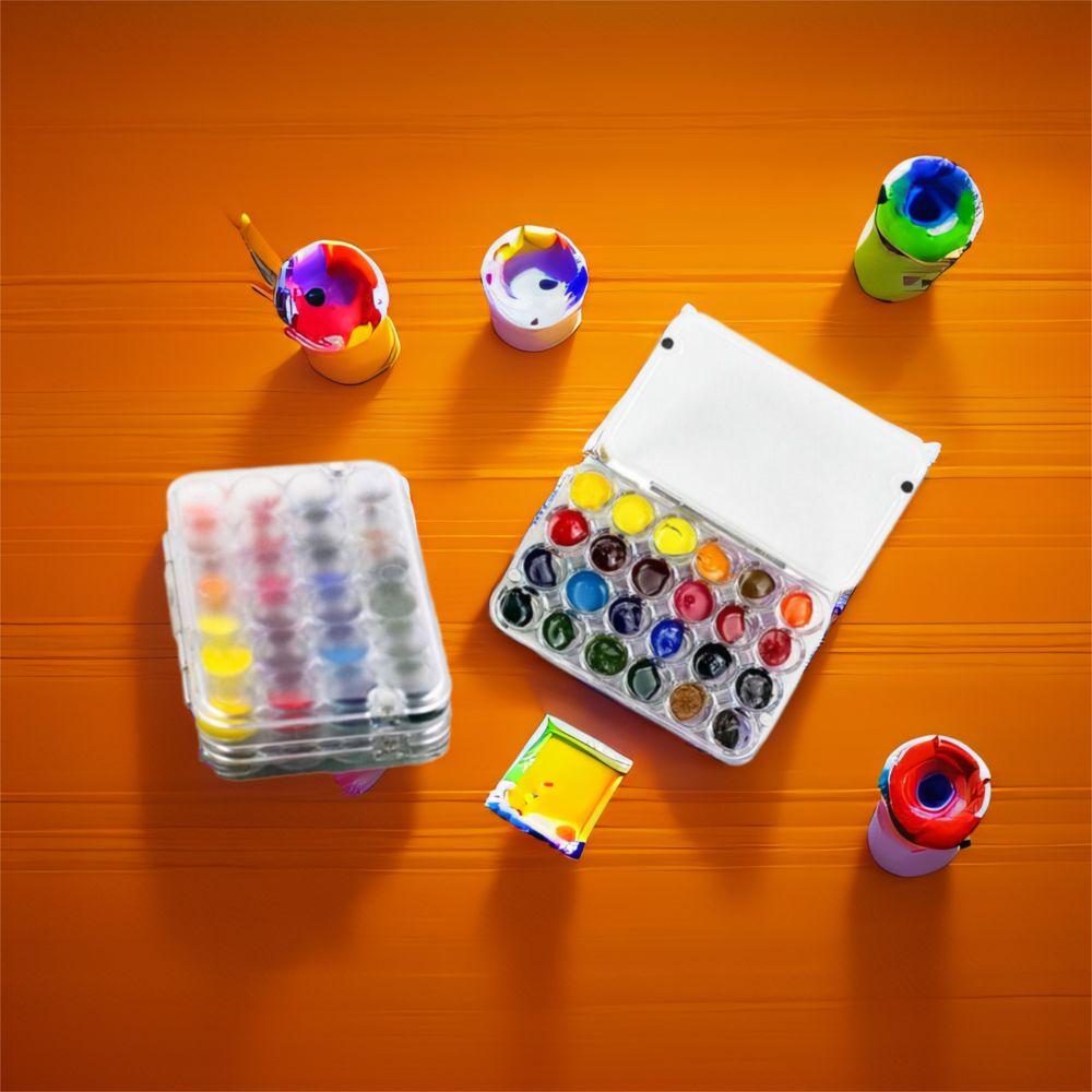 24 Grids Watercolor Paint Tray Acrylic Paint Box Portable Mini Watercolor Palette  Student Outing