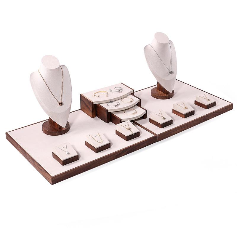 Wooden Jewelry Organizer Tray Rings Earrings Display Pallet Necklace Jewellery Showcase Pallet Large Capacity Rings Storage Tray