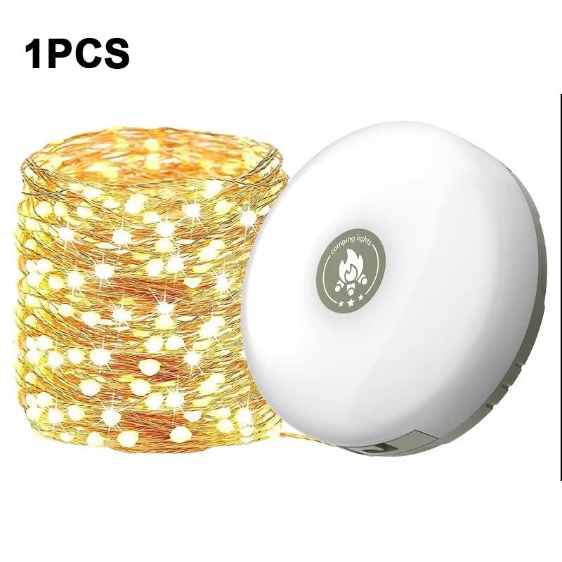 Retractable 10M LED Fairy String Light Reel Hanging Design TYPE-C Rechargeable Camping Lamp Outdoor Tent Garden Atmosphere Light