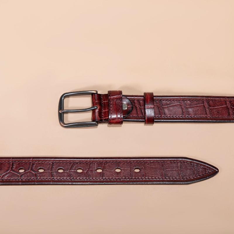 First Layer Cowhide Retro Vegetable Tanned Hand-polished Leather Strip Pin Buckle Men's Genuine Leather Trousers Belt