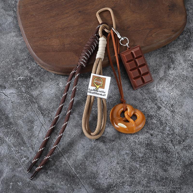 Cute Cartoon Food Shaped Keychain With Braided Rope And Sturdy Carabiner Perfect For Backpack Decor Daily Use