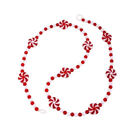 Christmas Candy Garland Plastic Peppermint Candy Bead Christmas Tree Garland for Xmas Tree Wreath Fireplace Holiday Party Supplies